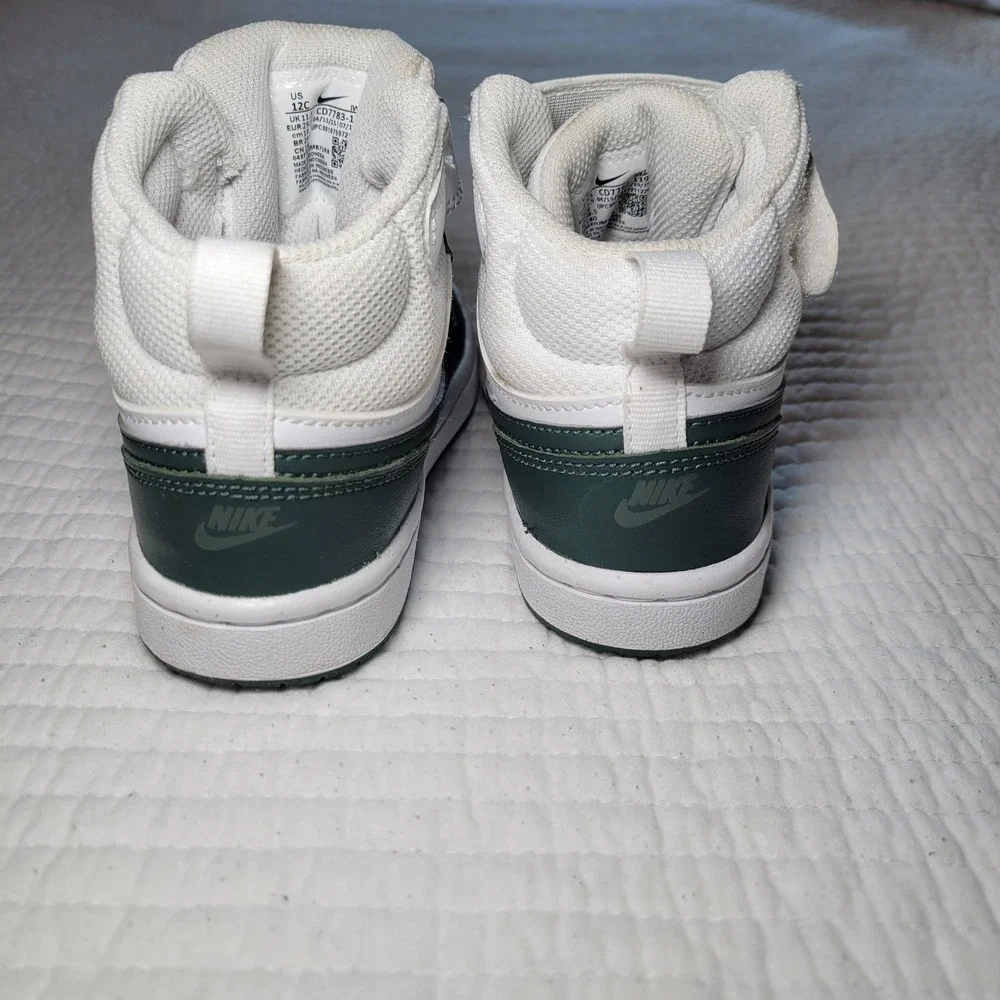 Nike Court Borough Mid 2 Kids Shoes‎ White Pro Green CD7783-119 Size 12C NWOT